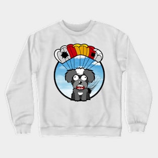 Silly schnauzer dog has a broken parachute Crewneck Sweatshirt